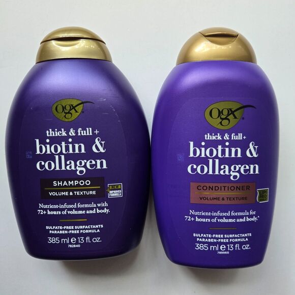 OGX Thick Full Shampoo & Conditioner Biotin Collagen 13 Oz Volume Hair Care - Picture 1 of 6